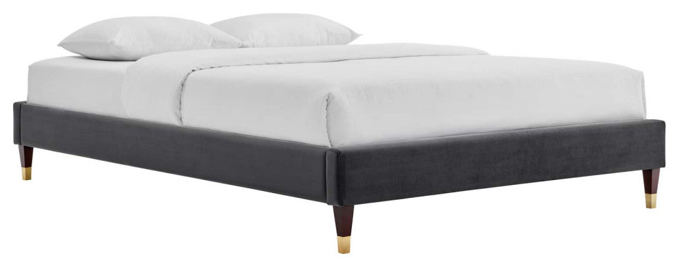 Elise Queen Performance Velvet Platform Bed MOD-6691-CHA