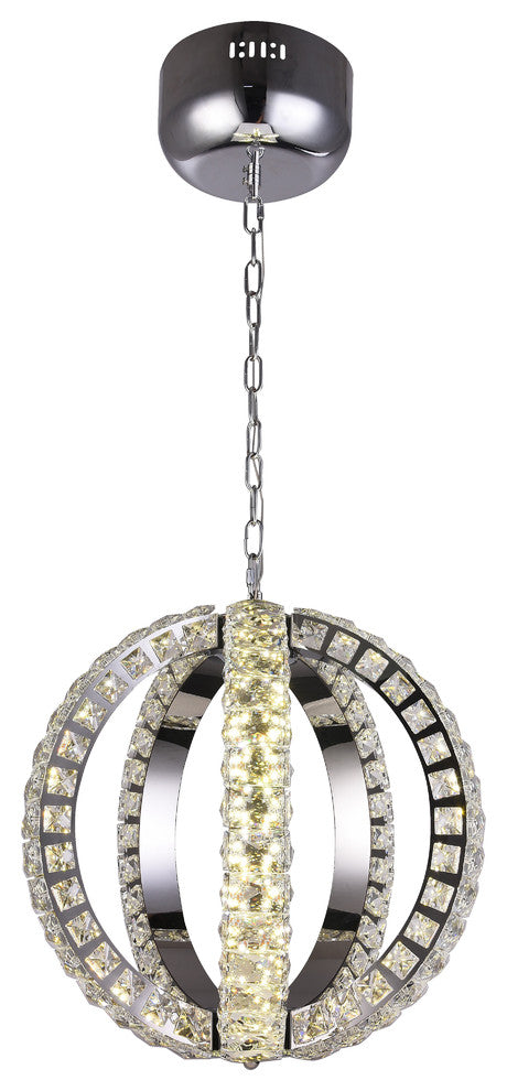 Orb Stainless Steel Frame LED Light With Clear Crystal Detailing