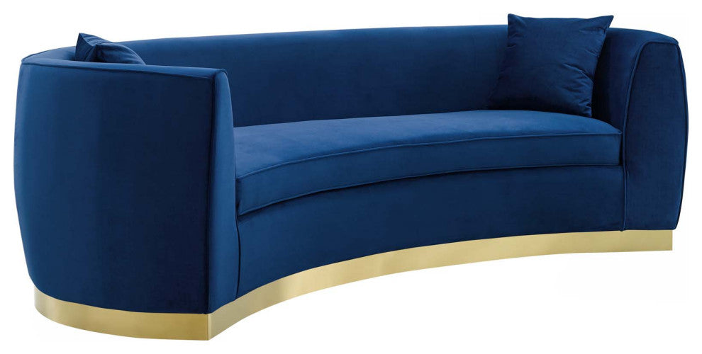 Navy Resolute Curved Performance Velvet Sofa