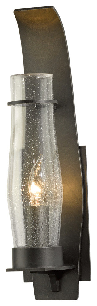 Sea Coast Outdoor Sconce, Coastal Dark Smoke Finish, Seeded Clear Glass