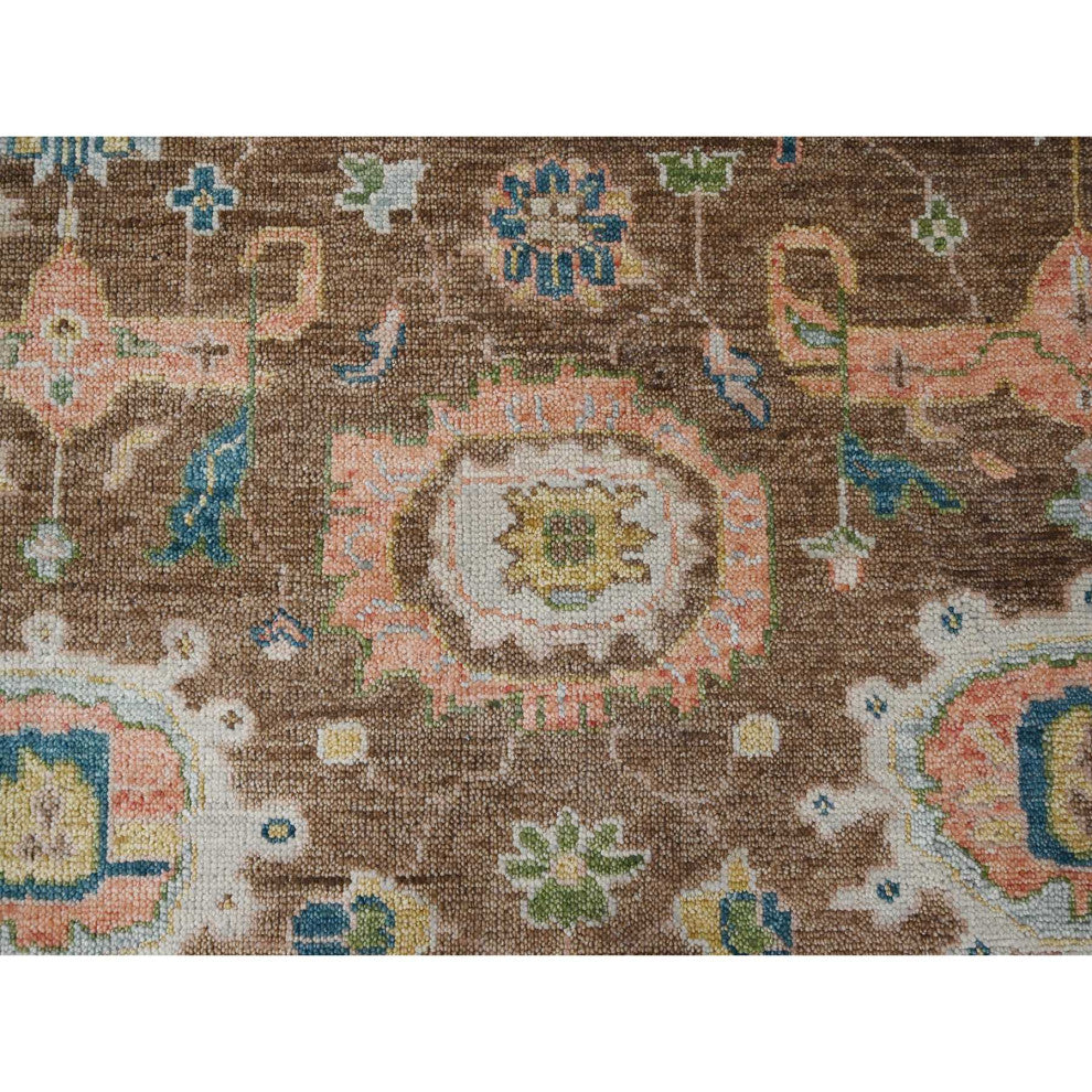 Camel Brown Oushak Design Hand Knotted Wool Oversize Oriental Rug  12'x17'9"