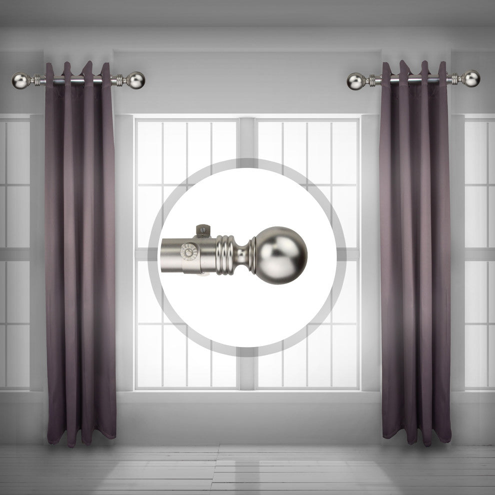 Serena 1.5" Side Curtain Rod, Satin Nickel, 18"