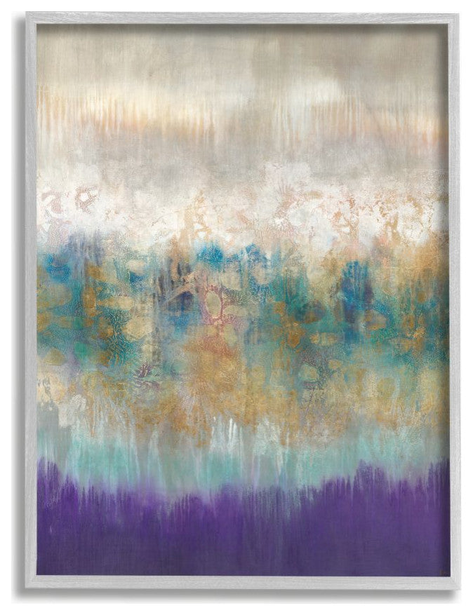 Elegant Purple Grey Gold Brush Stroke Abstract Painting,1pc, each 16 x 20