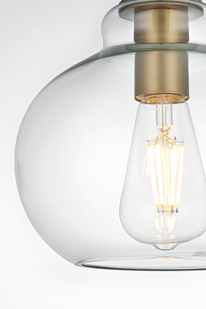 Home Living 8" Pendant Clear Shade, Satin Gold