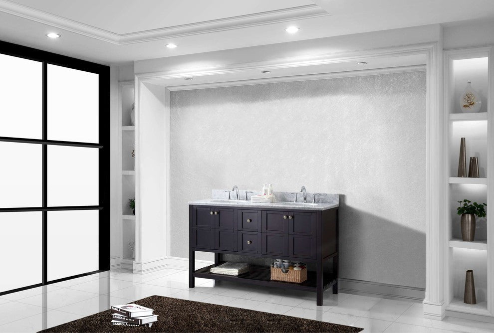 Winterfell 60" Double Bathroom Vanity Set, Espresso