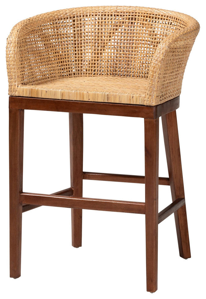 Nannie Natural Rattan Collection, Natural Brown/Walnut Brown, Counter Stool