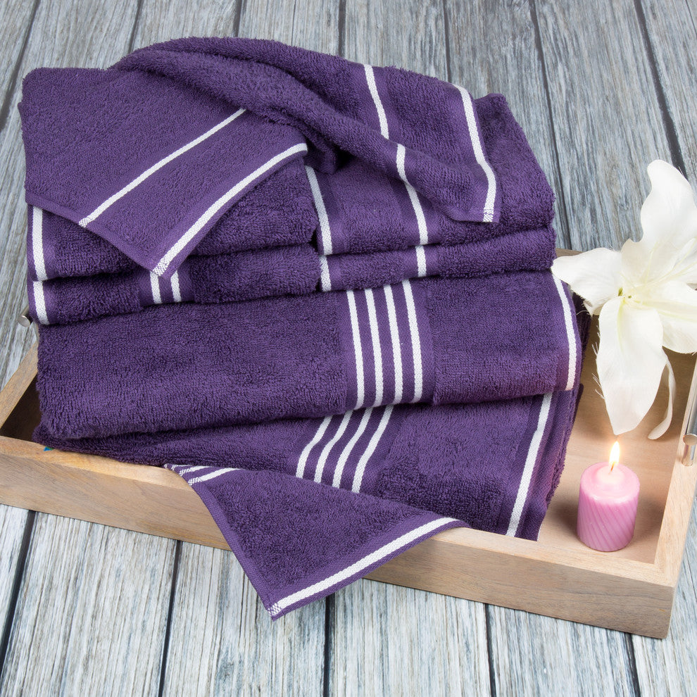 Lavish Home Rio 8-Piece Cotton Towel Set, Eggplant