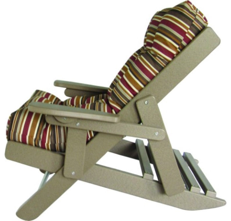 Folding and Reclining Siesta Chair, Poly Lumber, Weathered Wood, Brannon Redwo