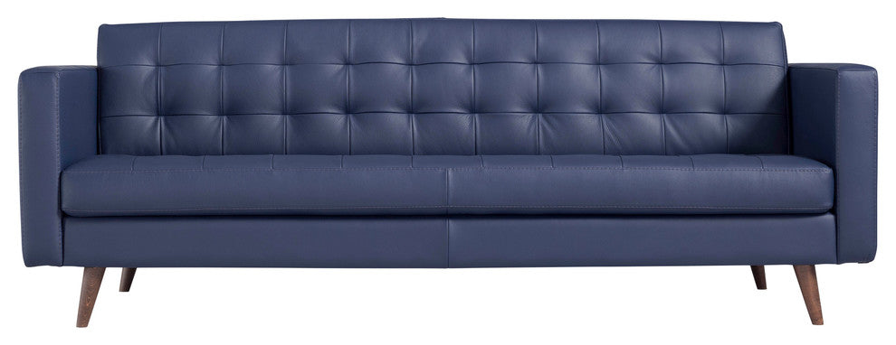 Herald Modern Sofa, Genuine Leather, Blue