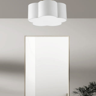 White Contemporary Flush Mount With Aged Brass Metal