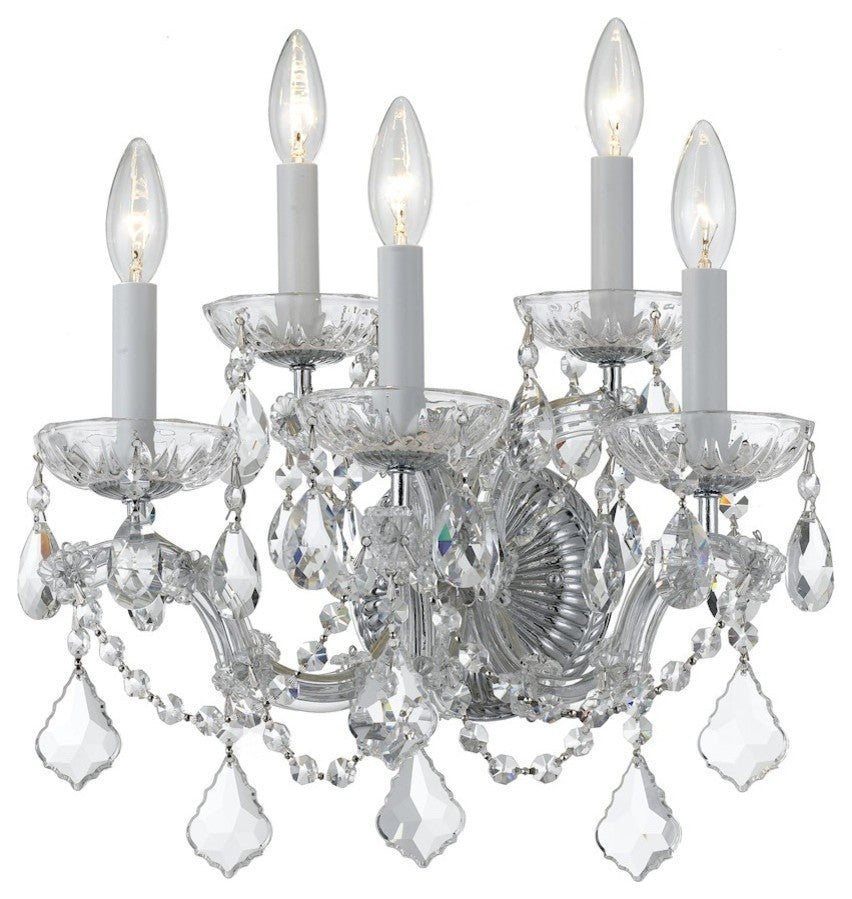 Crystorama 4404-CH-CL-MWP, 5-Light Wall Mount, Polished Chrome