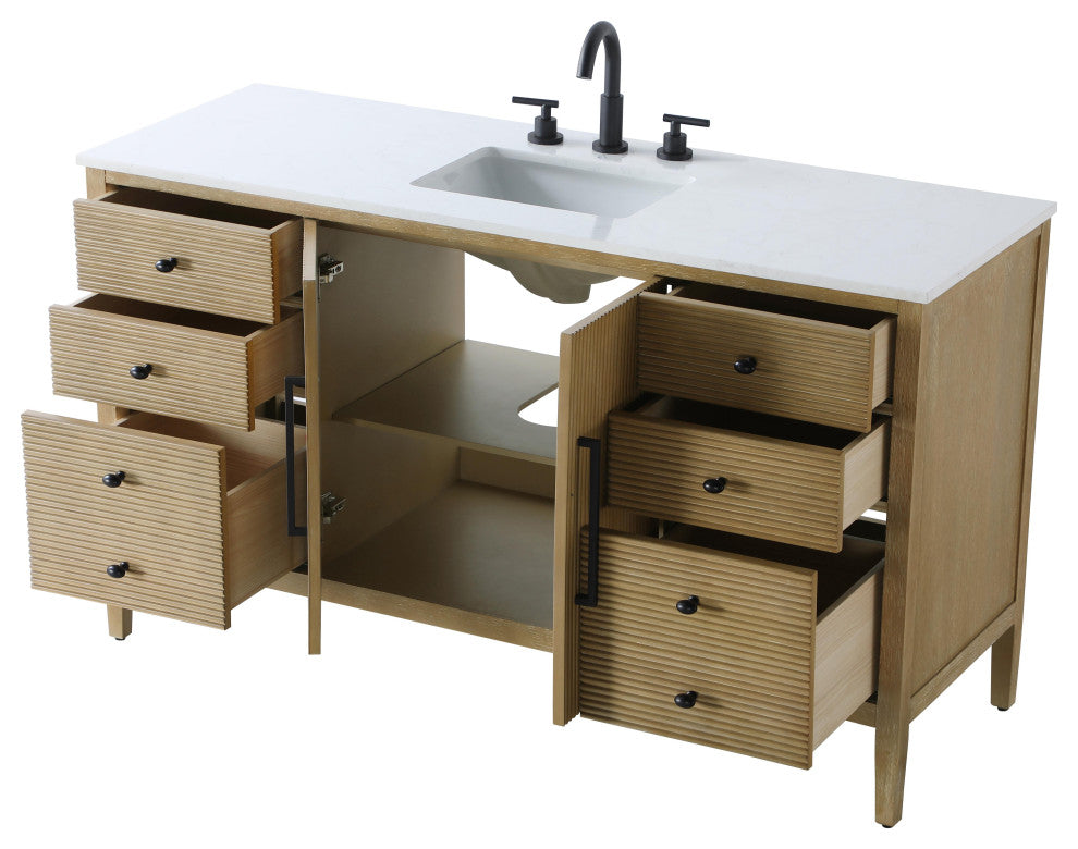 Home Living 60" Single Bathroom Vanity, Linen Oak