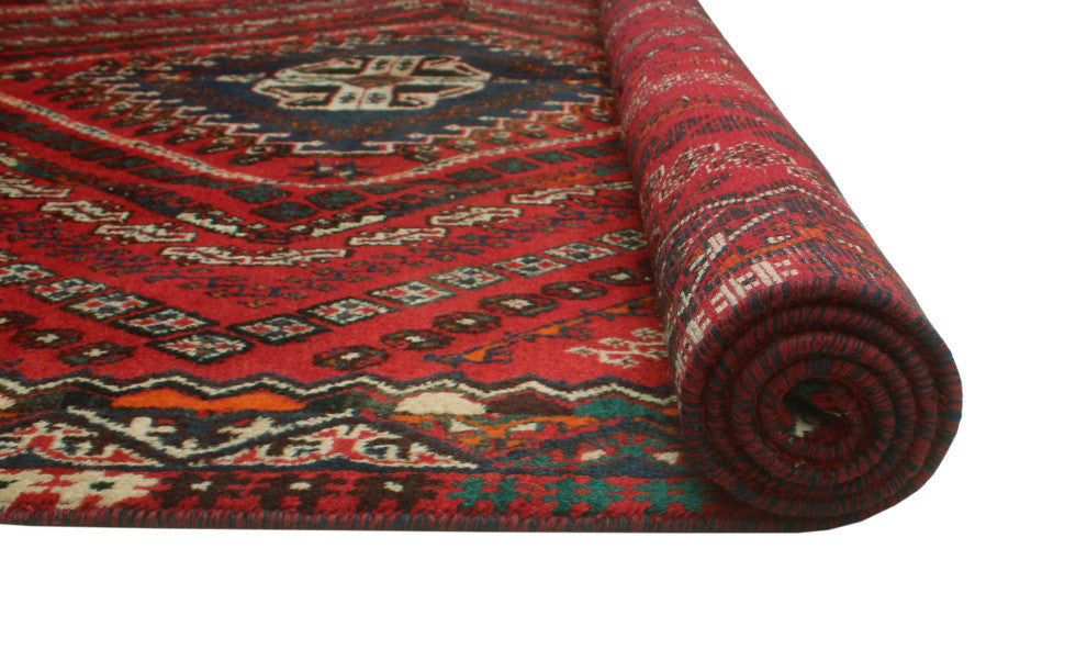 Vintage Distressed Shareef Red Rug