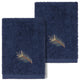 Linum Home Turkish Cotton Pierre 2-Piece Washcloth Set, Midnight Blue