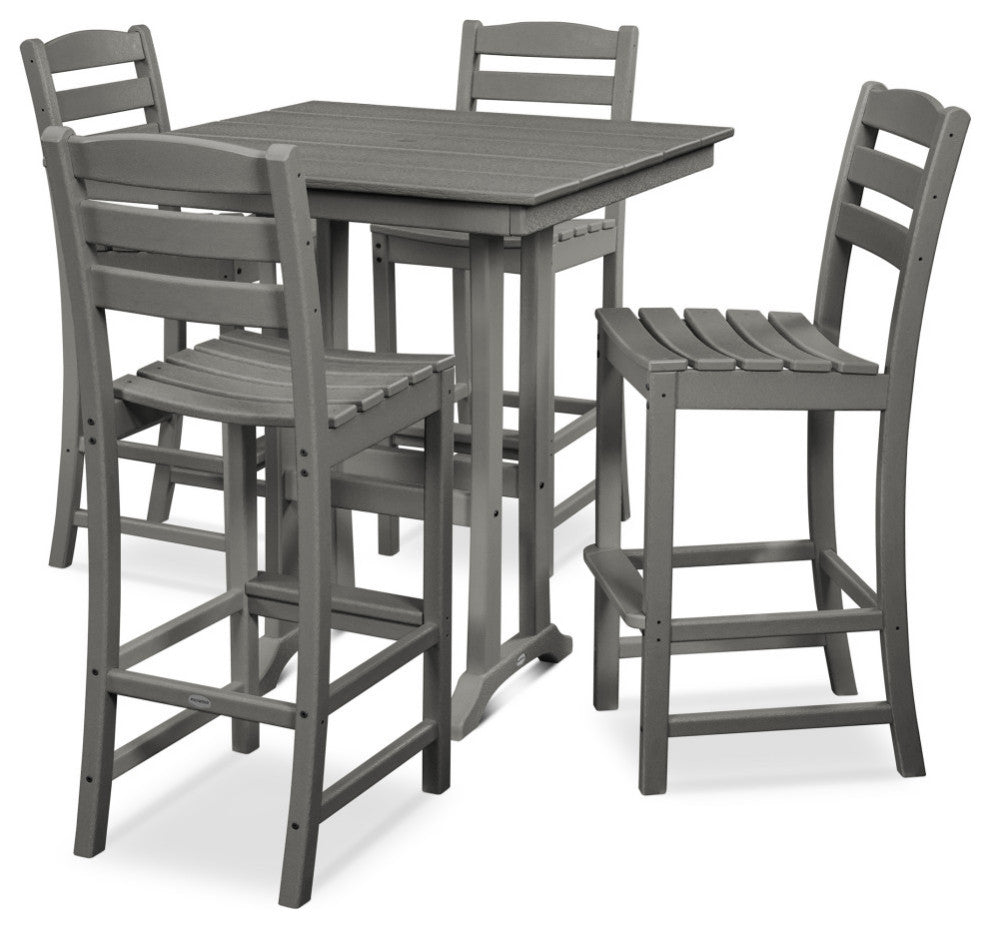 POLYWOOD La Casa Cafe 5-Piece Farmhouse Bar Set, Slate Gray