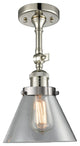 Large Cone 8" Semi-Flush Mount, Polished Nickel, Glass: Clear