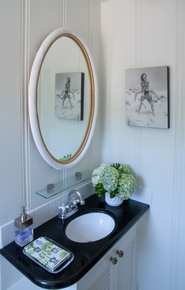 Oval Twisted Rattan Wall Mirror, White
