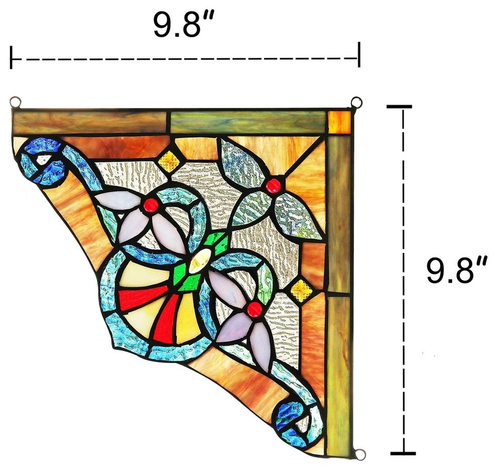 Chloe Lighting Anelisa Victorian Tiffany Glass Window Panel, 10" W