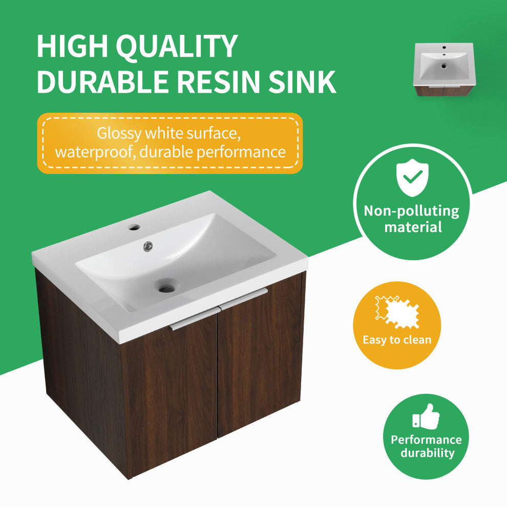 BNK Wall-Mounted Bathroom Cabinet Set with Soft-Close Doors, California Walnut, 60inch