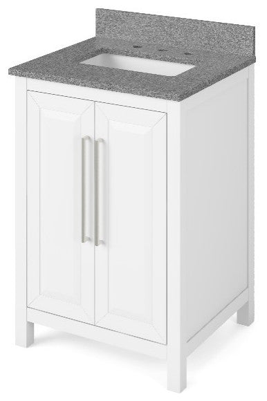 Cade Transitional 24" White Bathroom Vanity, Steel Grey Cultured Marble Vanity T
