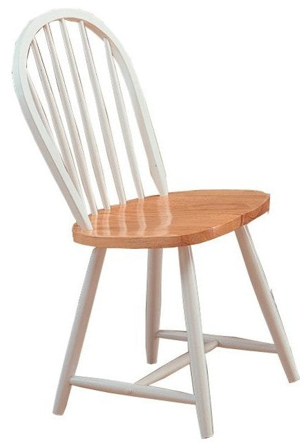 Benzara BM172187 Dining Chair, White And Brown Set of 4