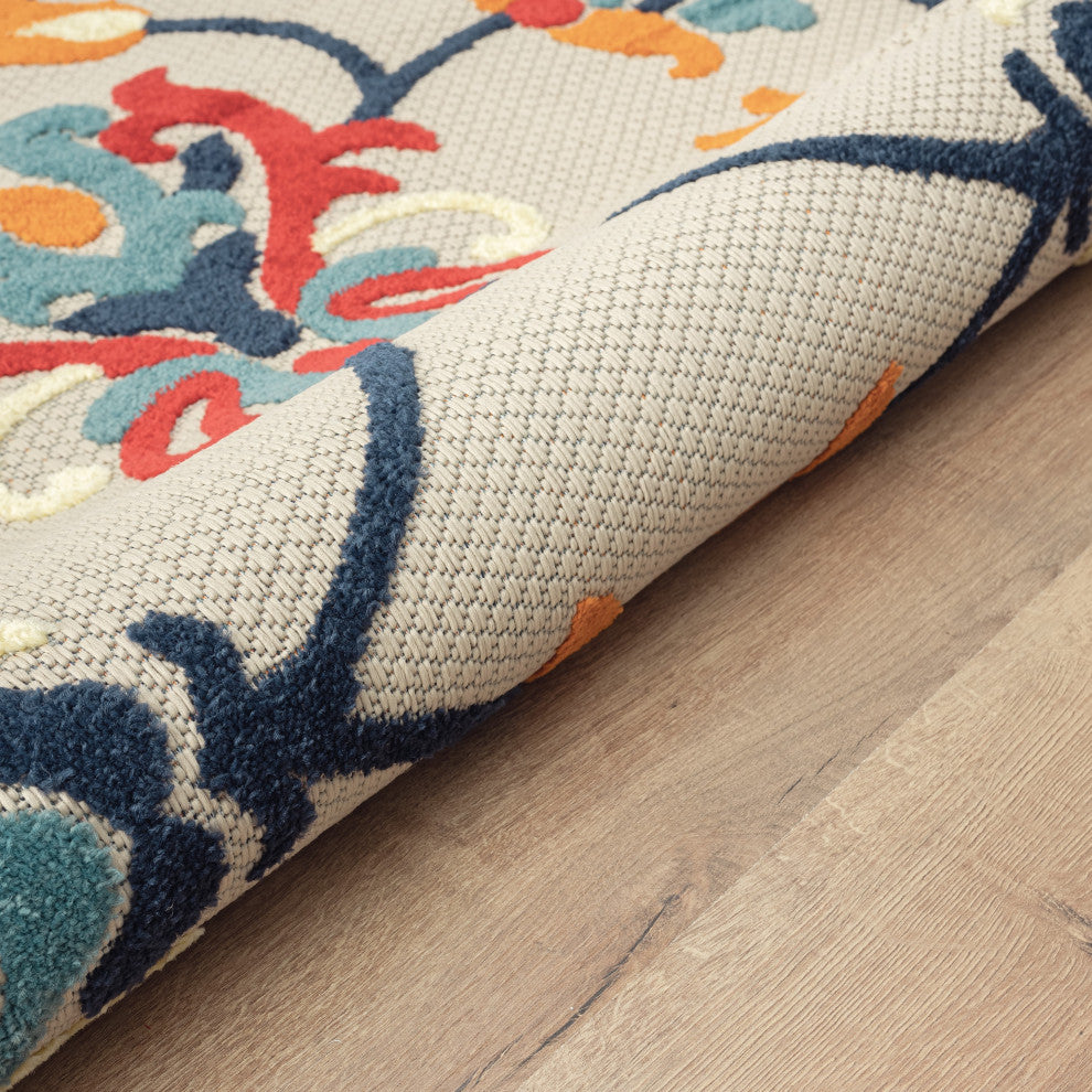 Floral Damask High-Low Indoor Outdoor Area Rug - 2' x 3'