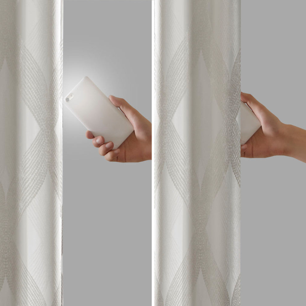 SunSmart Bentley Ogee Total Blackout Window Curtain Panel, White, White, 95"