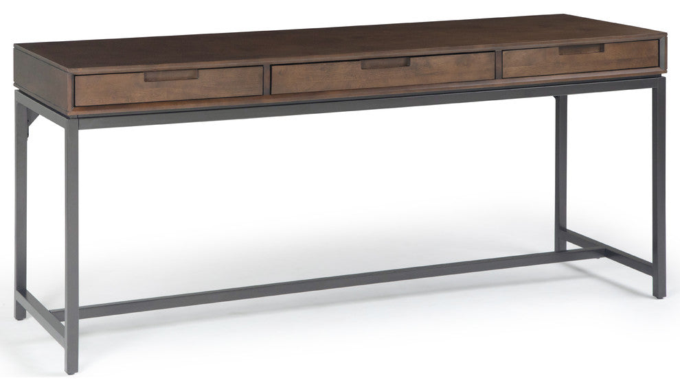 Banting Solid Hardwood Industrial 72 Inch Wide Wide Desk In Walnut Brown