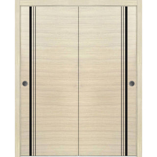 Bypass Doors 72 x 96 | Planum 0011 Natural Veneer with  | Sturdy Rails