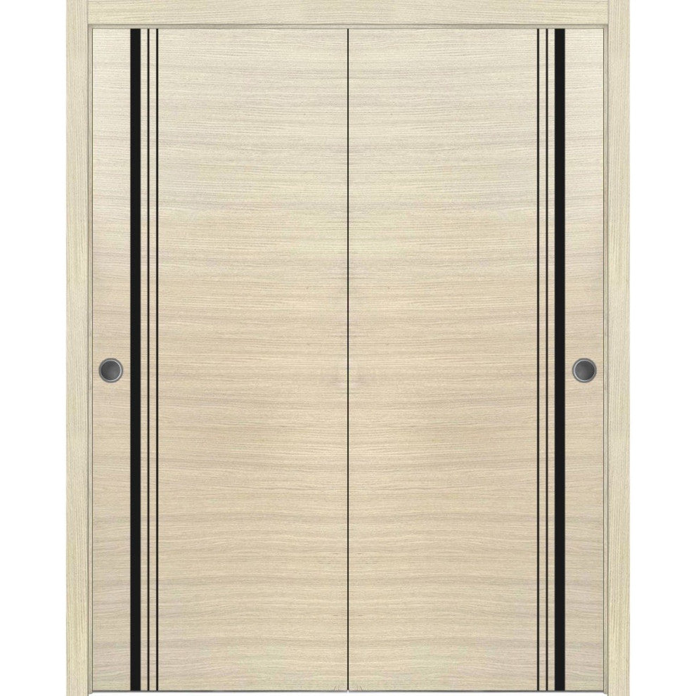 Bypass Doors 72 x 96 | Planum 0011 Natural Veneer with  | Sturdy Rails