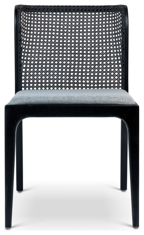 Modern Brazilian, Eloa, Cane Side Chair, Ebano/Essence Gray