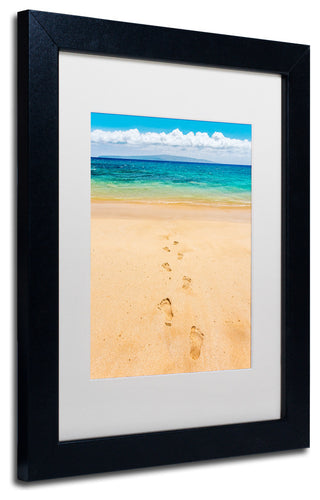 Pierre Leclerc 'Footprints In The Sand' Matted Art, Black Frame, White, 14x11