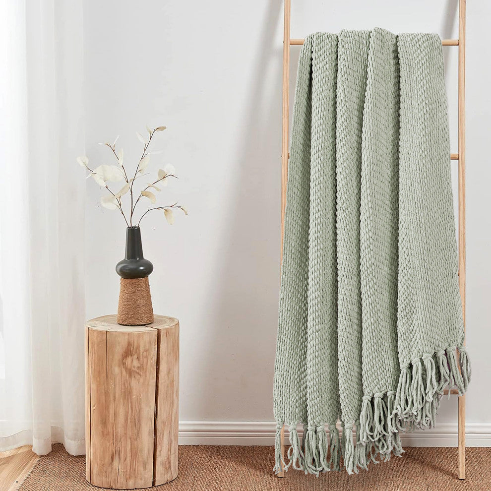 Tweed Knitted Throw Blanket, Silver, 60"x80"