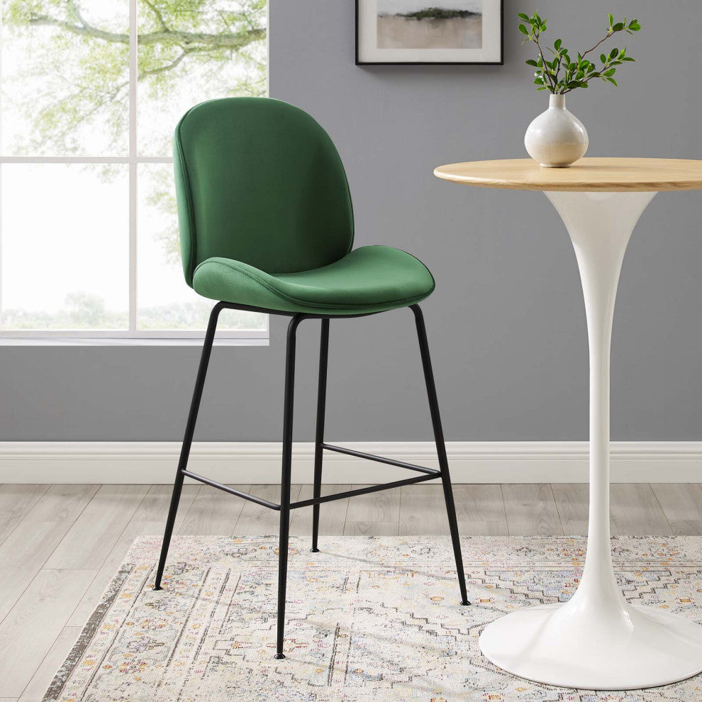 Bar Stool Chair Barstool, Velvet, Metal, Green, Bar Pub Cafe Bistro Restaurant