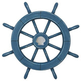 Rustic All Decorative Ship Wheel With Seashell, Light Blue, 18"