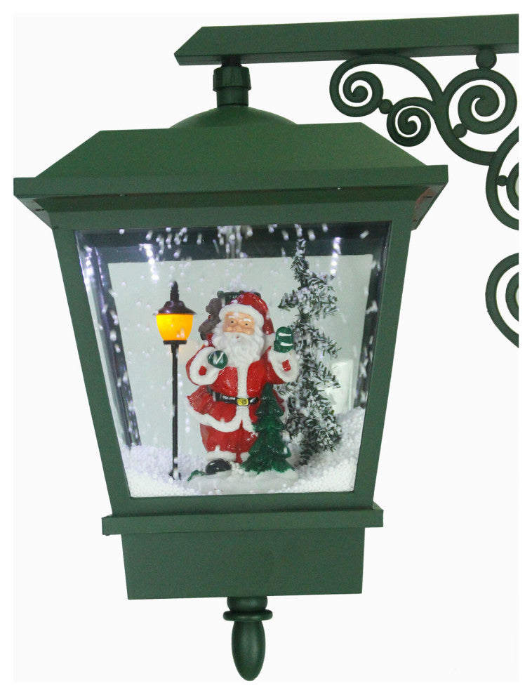 71" Musical Snowy Street Lamp WithChristmas Tree Scene, 2 Signs, White
