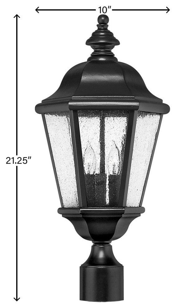 Hinkley Edgewater Large Post Top Or Pier Mount Lantern, Black