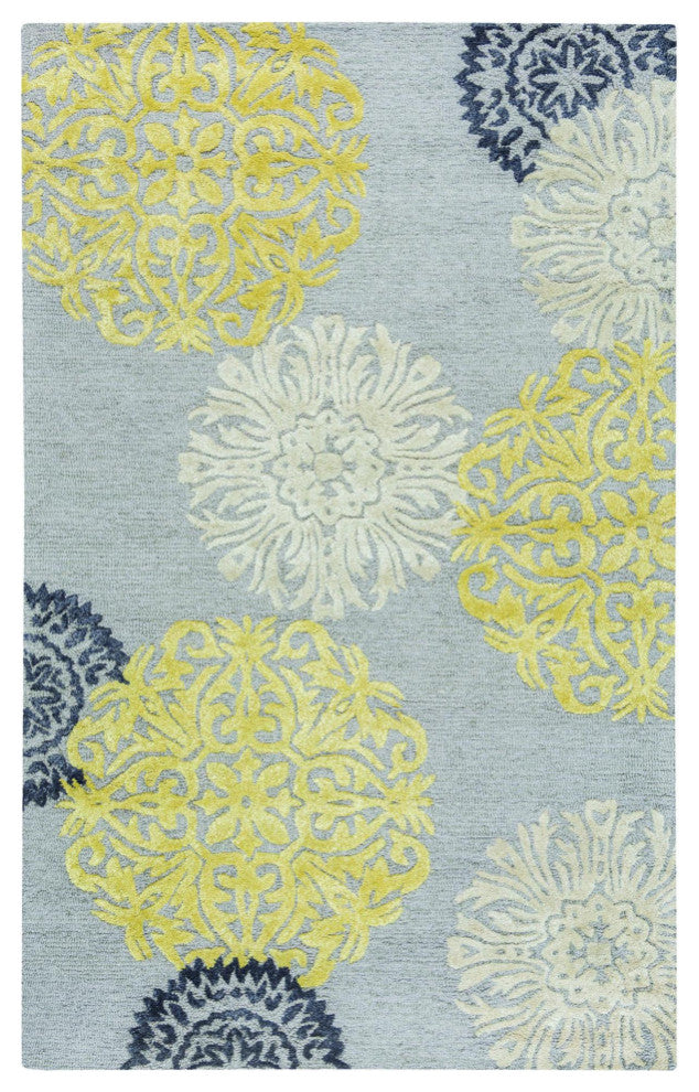 Rizzy Home Eden Harbor EH8639 Yellow Medallion Area Rug, Rectangular 9'x12'