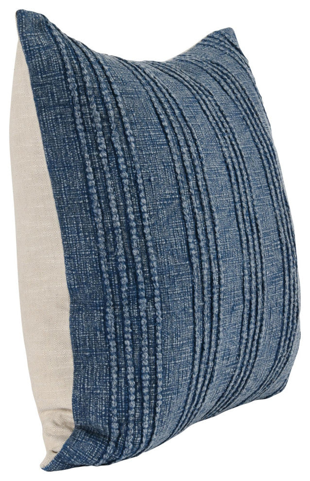 Hannah 100% Cotton 22" Throw Pillow, Navy Blue