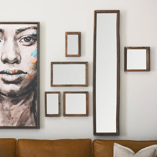 Gervaise Brown Solid Wood Frame Rectangular Wall Mirror, 12" x 7"