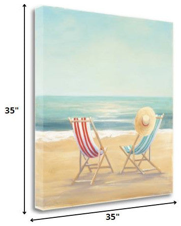 35" Beach Chairs on the Sand Giclee Canvas Wall Art