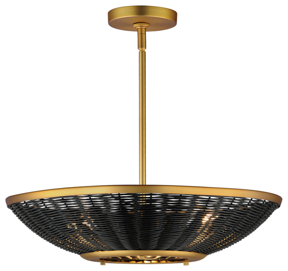 Maxim 14462BR Rattan 3 Light 20"W Pendant - Natural Aged Brass