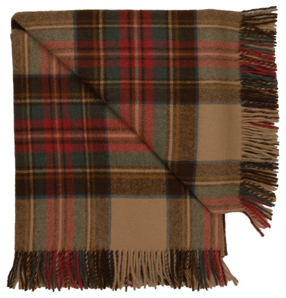 Prince of Scots Highland Tweed Merino Wool Throw, Antique Dress Stewart