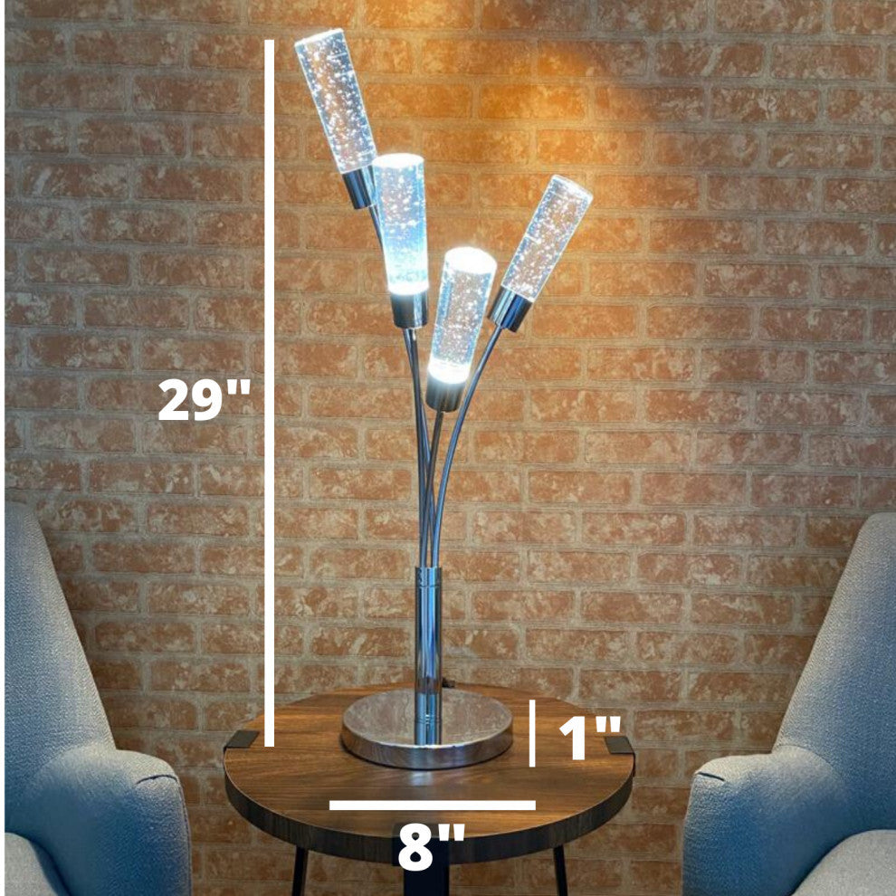Crystal Cylinders 4 LED Light Chrome Floor Lamp