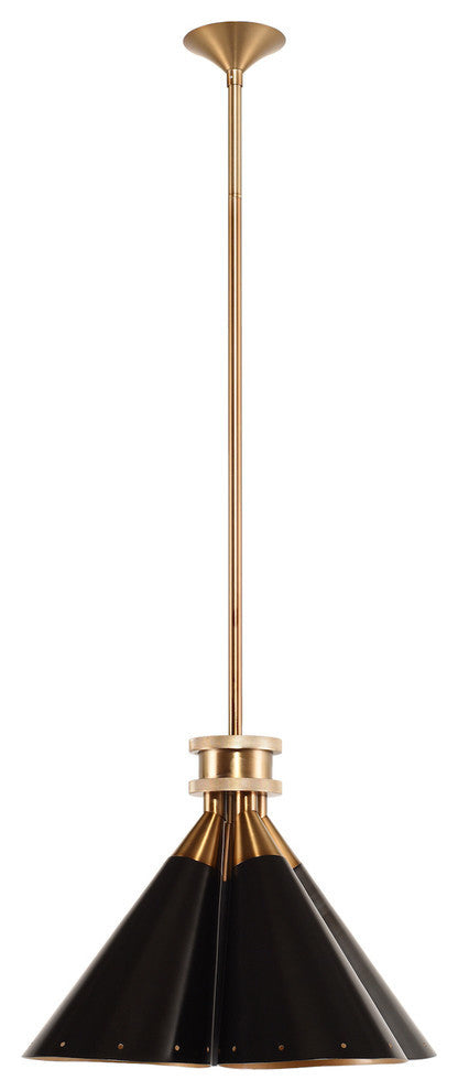 Prizia Pendant Light in Brushed Gold and Black Steel
