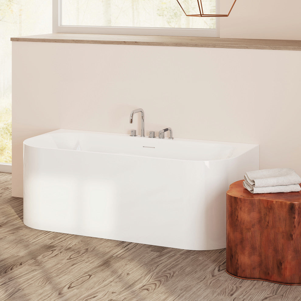 Perlato Almeria Back to Wall Soaking Tub, 65"