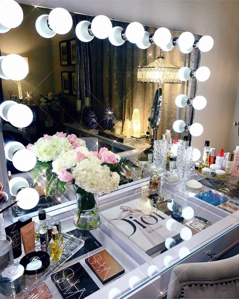 Hollywood Premiere Pro Vanity Mirror, White, Bluetooth