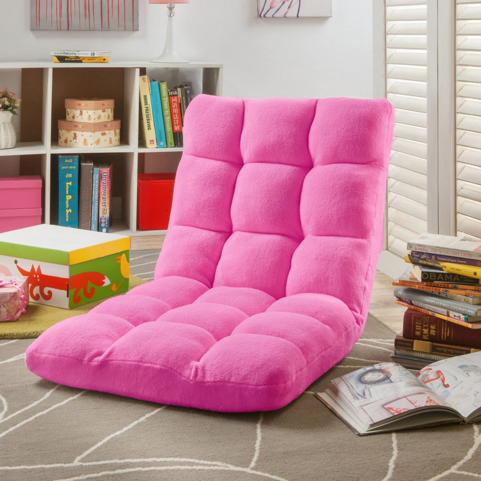 Loungie Supersoft Folding Adjustable Gaming Recliner Chair, Fuchsia