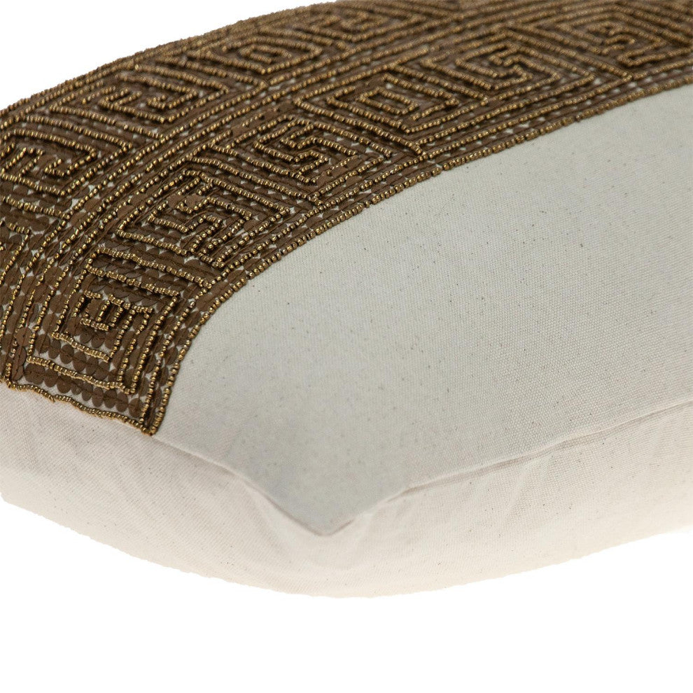 Parkland Collection Misty Beige Throw Pillow, Rectangle, Beige/Bronze
