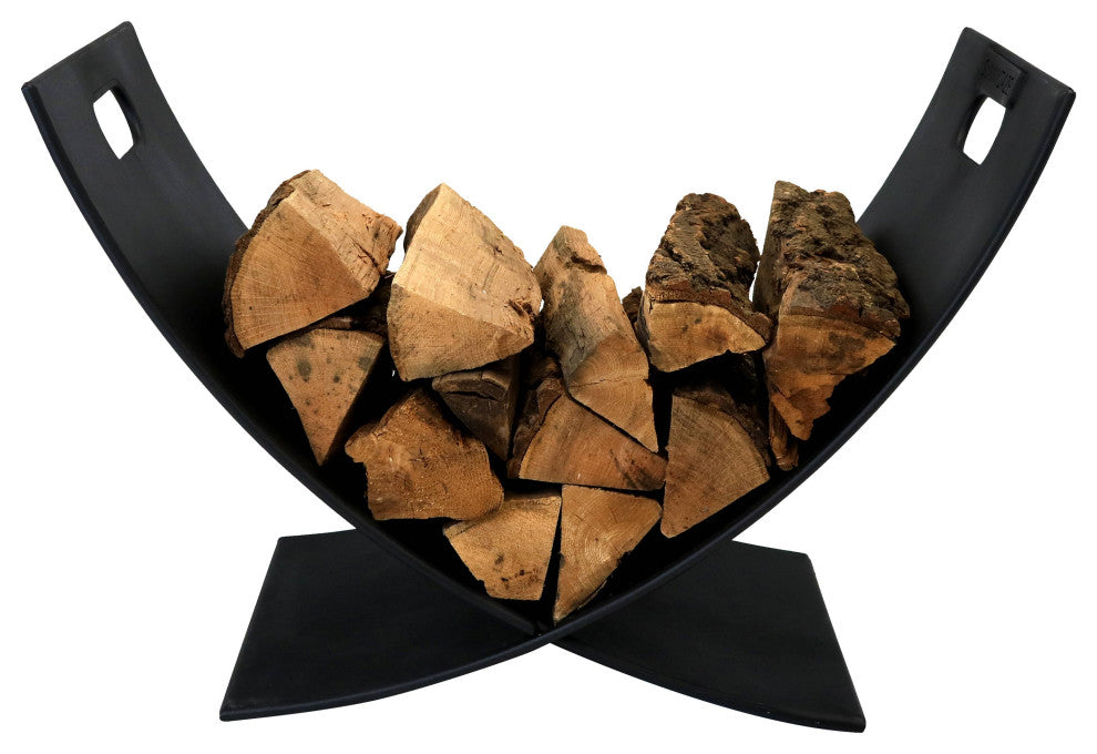 Sunnydaze Black Steel Log Holder Caddy Rack Firewood Storage , 30"